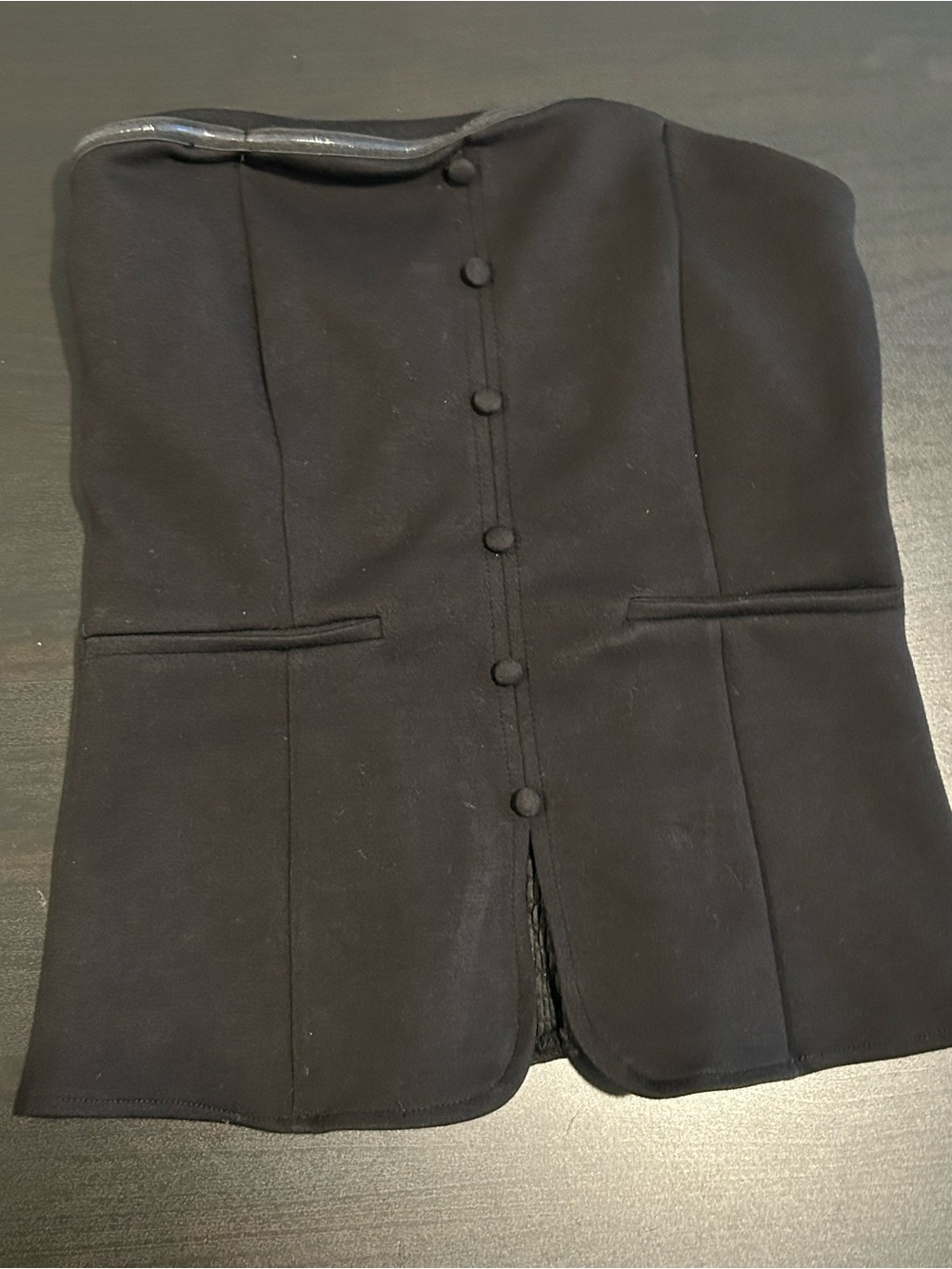 Strapless Black Tailored Bustier Top